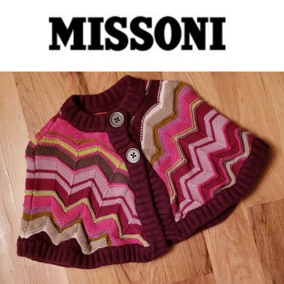Missoni Purple Zig Zag Sweater Cape - Picture 2 of 6